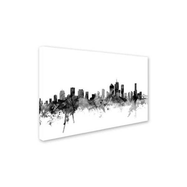 Michael Tompsett 'Brisbane Australia Skyline B&W' Canvas Art,16x24